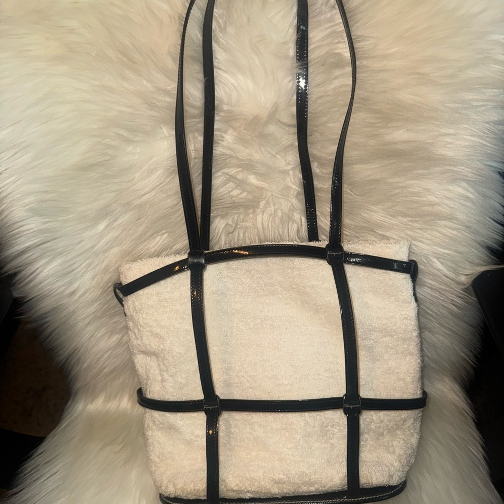 Salvatore Ferragamo caged black and white tote bag